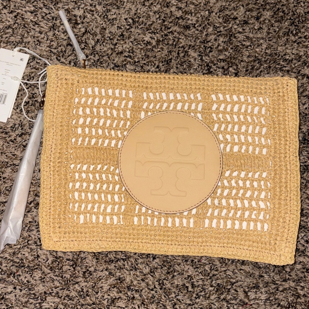 Tory Burch Crochet Straw Clutch